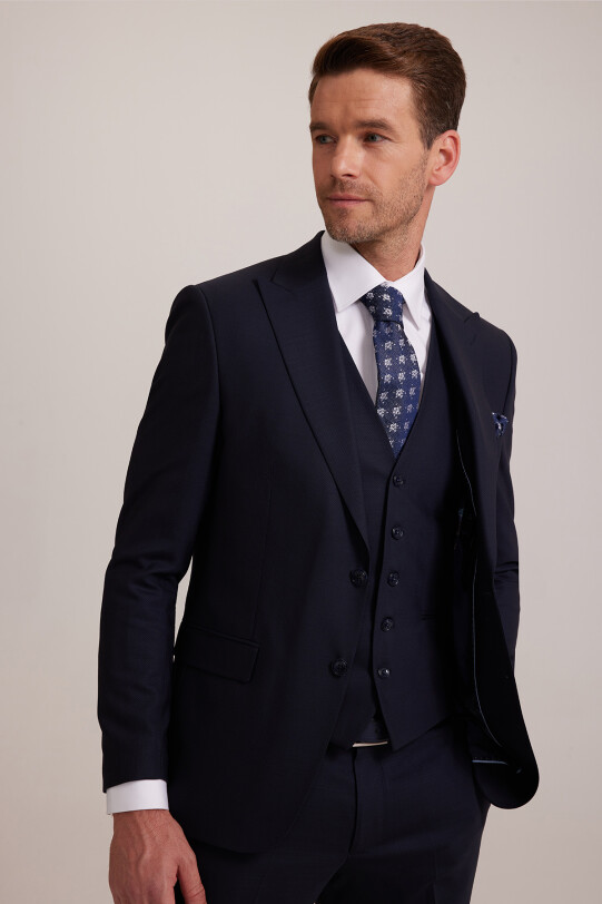 Erkek Parlament Regular fit Yelekli Sivri Yaka Takım Elbise