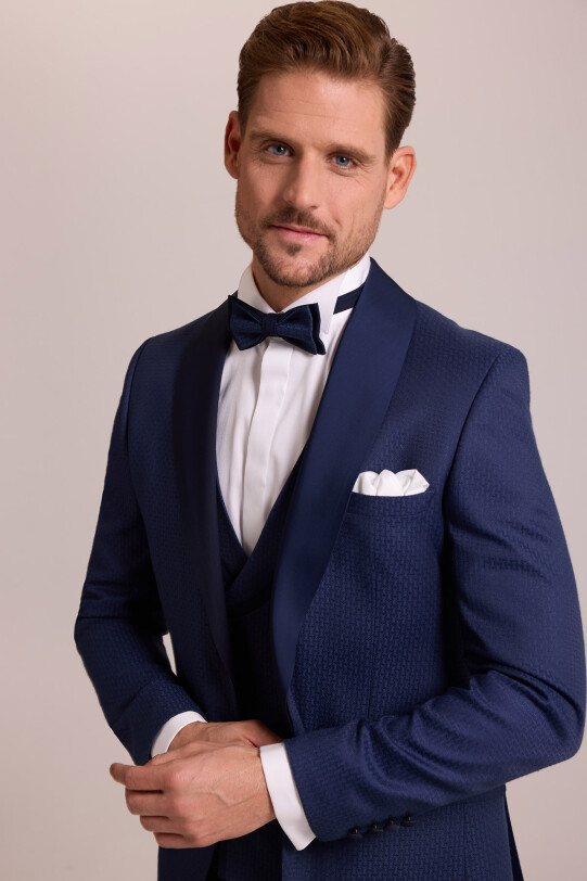 Erkek Parlament Slim Fit Şal Yaka Yelekli Damatlık