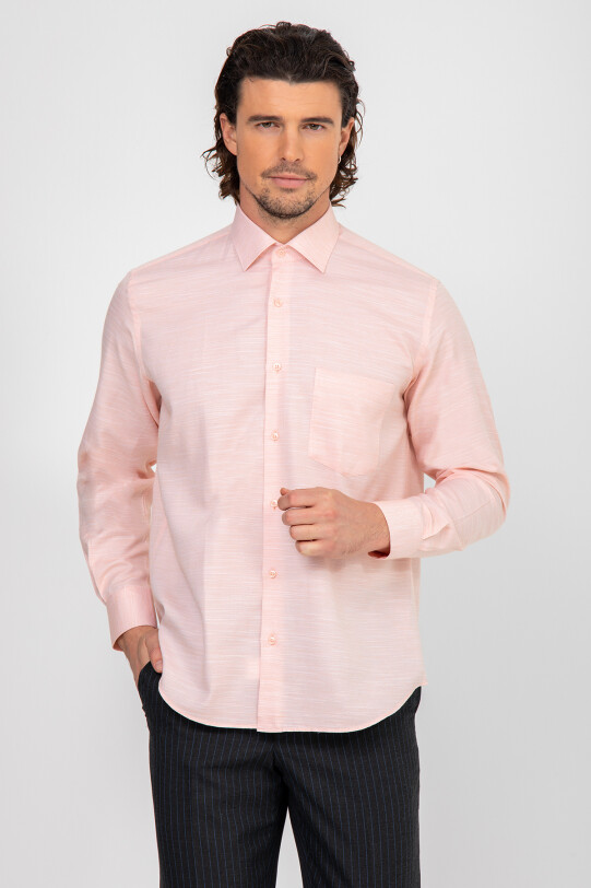 Erkek Pembe Uzun Kol Regular Fit Gömlek