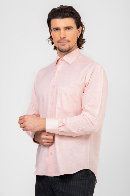 Erkek Pembe Uzun Kol Regular Fit Gömlek