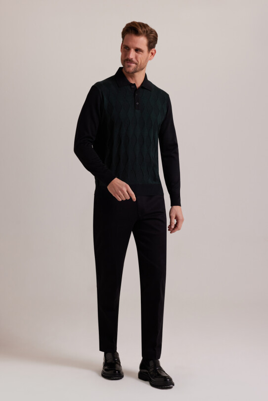 Erkek Polo Yaka Baklava Desenli Triko