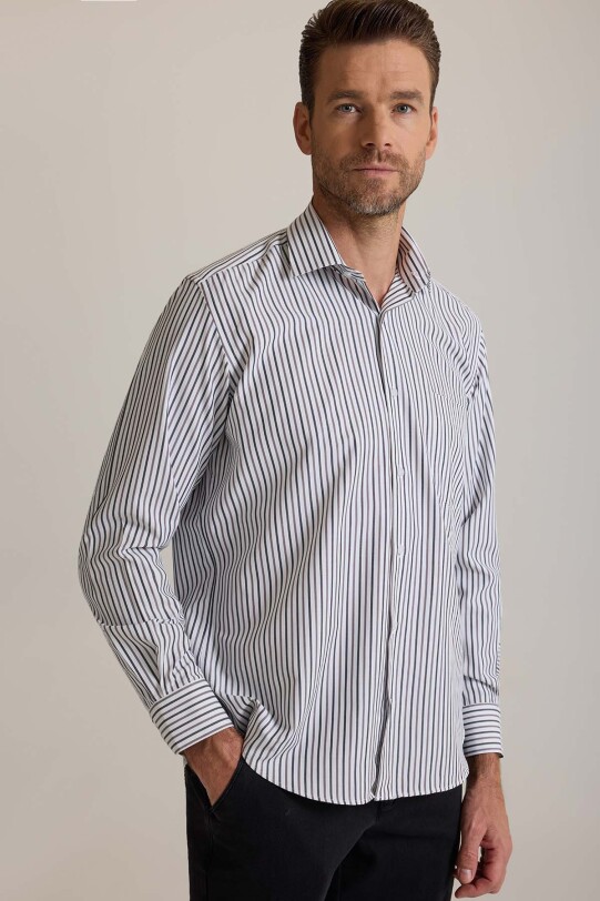 Erkek Regular Fit Çizgili Gömlek