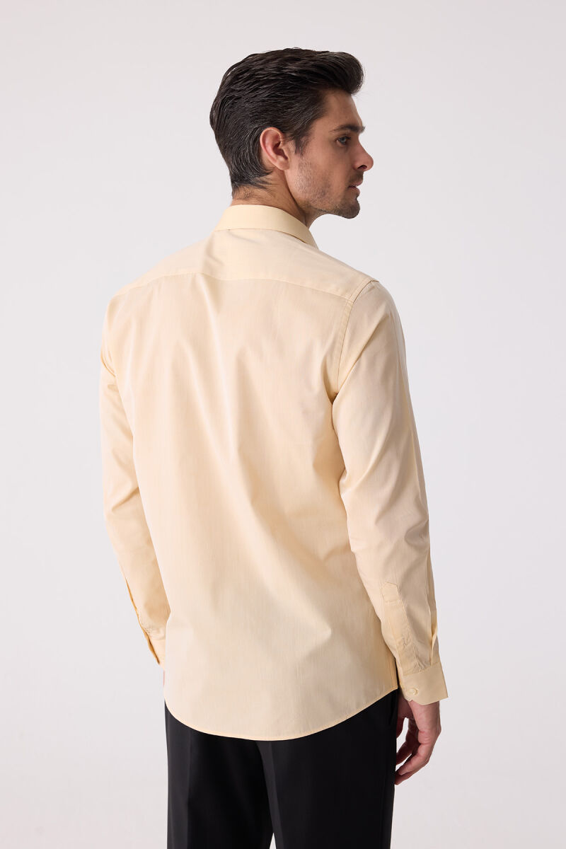 Erkek Sarı Slim Fit Uzun Kollu Gömlek - 8