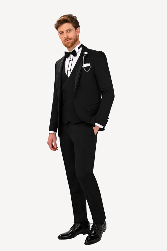 Erkek Siyah Damatlık Çıkma Şalyaka