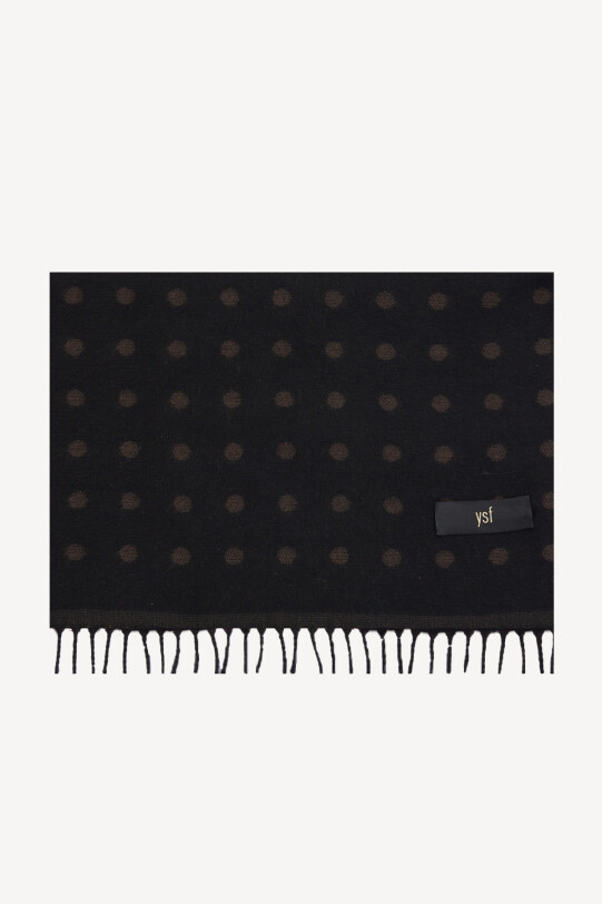 Erkek Siyah Desenli Yünlü Kaşkol - YSF