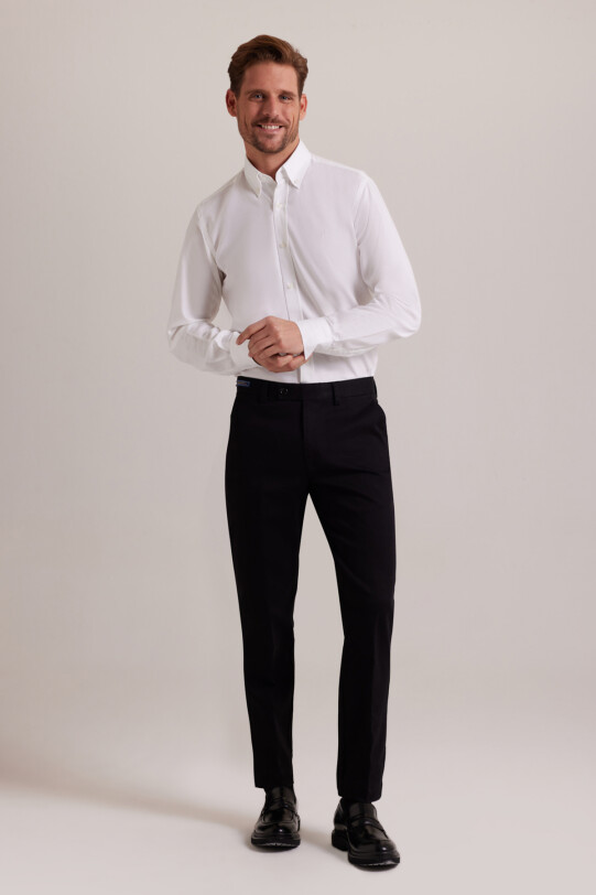 Erkek Siyah Düz Regular Fit Spor Kanvas Pantolon