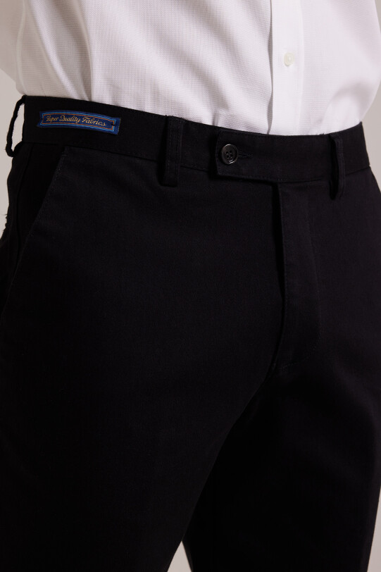 Erkek Siyah Düz Regular Fit Spor Kanvas Pantolon