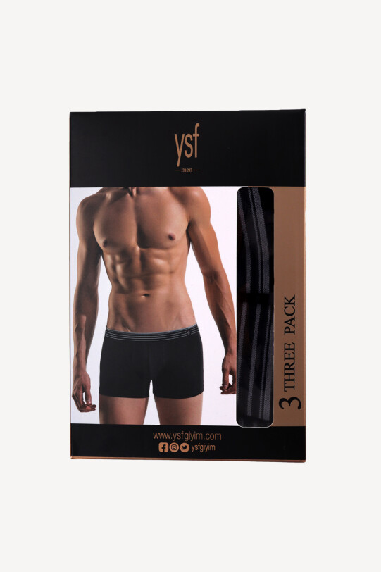 Erkek Siyah Erkek 3 lü Pamuklu Boxer - YSF (1)