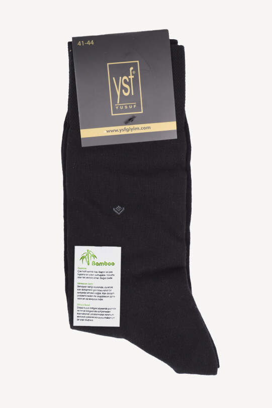Erkek Siyah Erkek Dikişsiz Bambu Pamuk Çorap - YSF