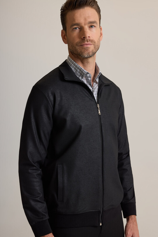 Erkek Siyah Fermuarlı Sweatshirt