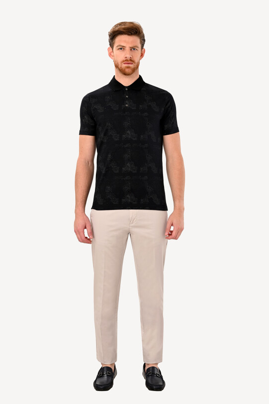 Erkek Siyah Gri T-Shirt Polo Yaka