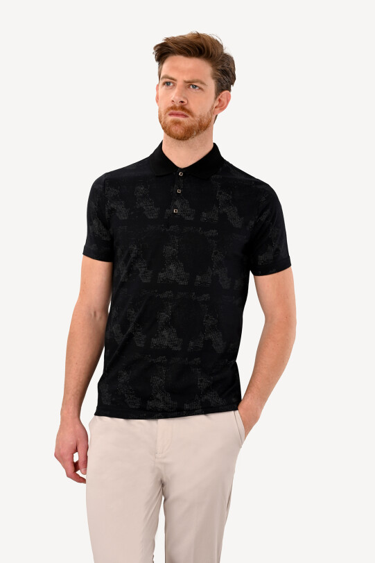 Erkek Siyah Gri T-Shirt Polo Yaka