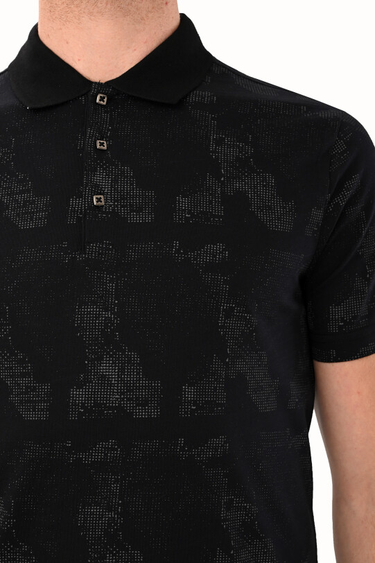 Erkek Siyah Gri T-Shirt Polo Yaka