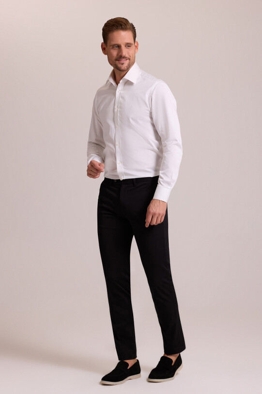 Erkek Siyah Kanvas Spor Regular Fit Pantolon