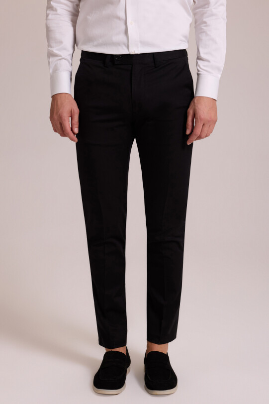 Erkek Siyah Kanvas Spor Regular Fit Pantolon
