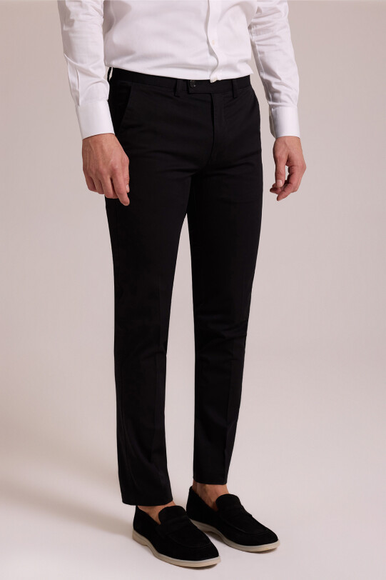 Erkek Siyah Kanvas Spor Regular Fit Pantolon