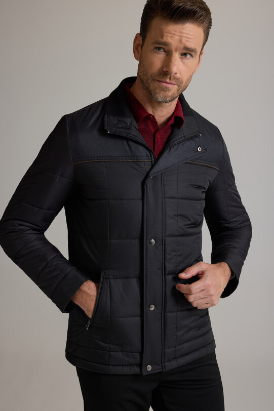 Erkek Siyah Kareli Klasik Kaban