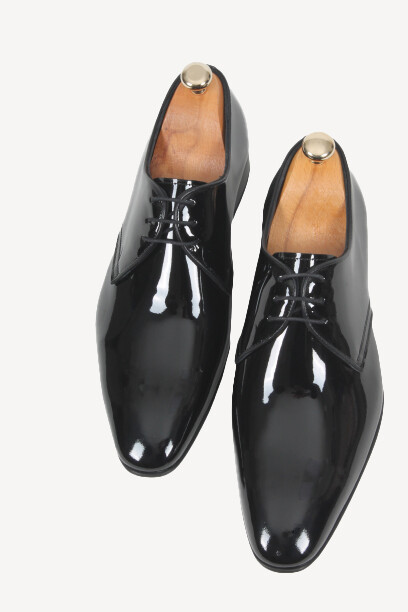 Erkek Siyah Klasik Bağcıklı Rugan Ayakkabı