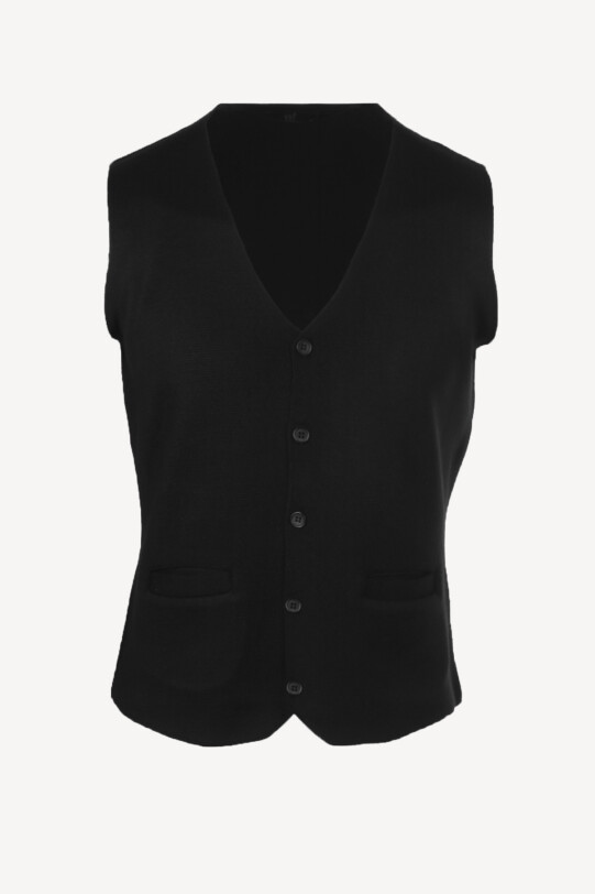 Erkek Siyah Klasik Triko Yelek