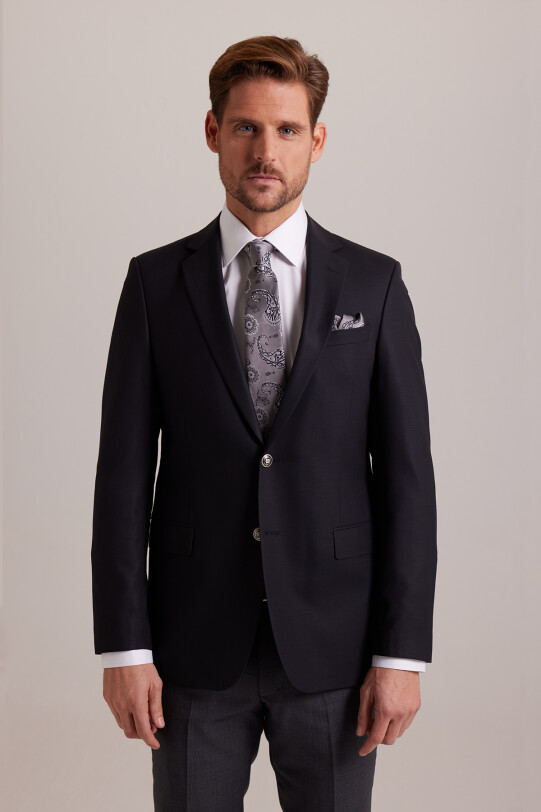 Erkek Siyah Klasik Yünlü Blazer Ceket - YSF