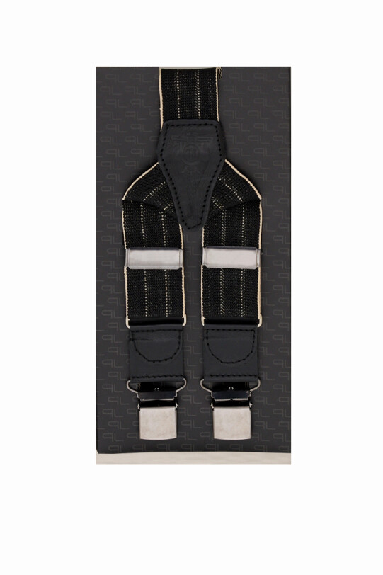 Erkek Siyah Pantolon Askısı Çizgili - YSF