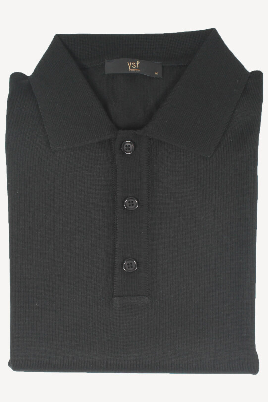 Erkek Siyah Polo Yaka Klasik Triko - YSF (1)