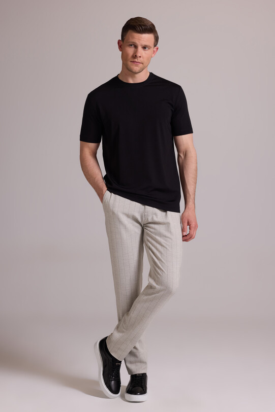 Erkek Siyah Regular Fit Bisiklet Yaka T-shirt