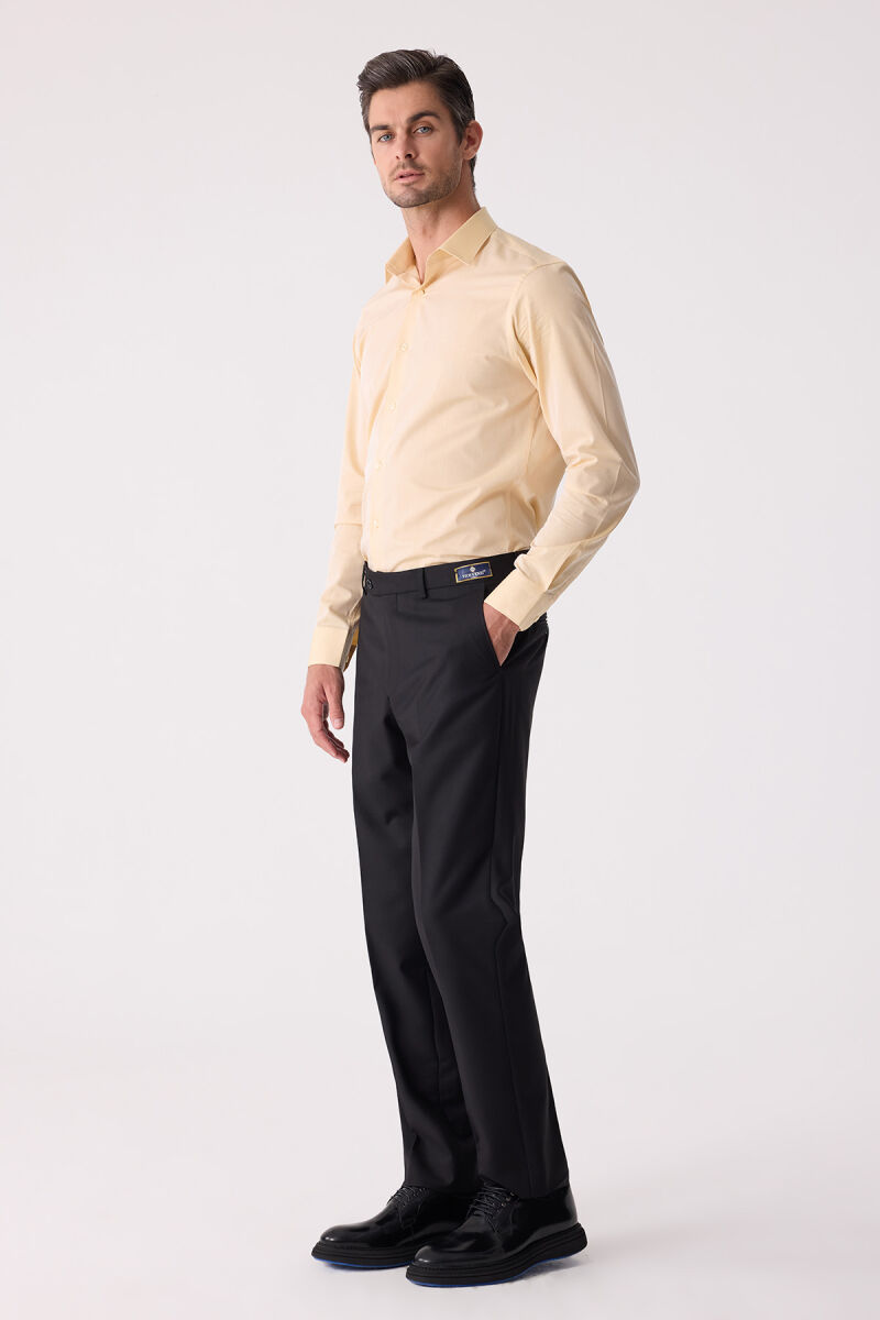 Erkek Siyah Regular Fit Kumaş Pantolon - 4