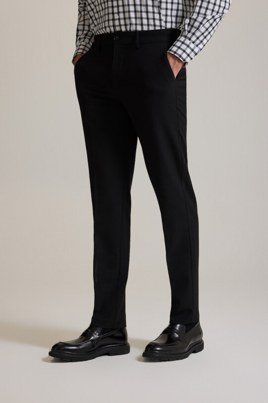 Erkek Siyah Regular Fit Yan Cepli Kışlık Kanvas Pantolon