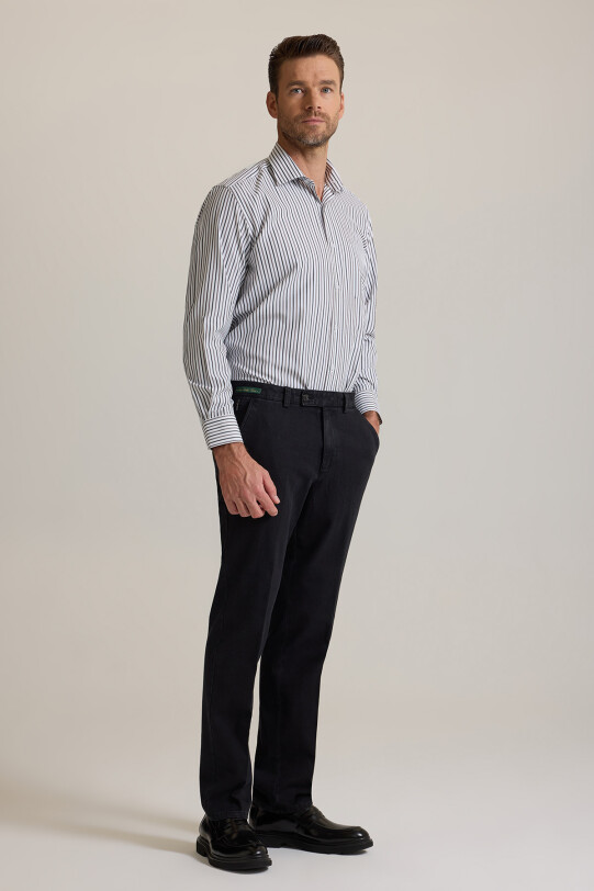 Erkek Siyah Regular Fit Yan Cepli Kot Pantolon