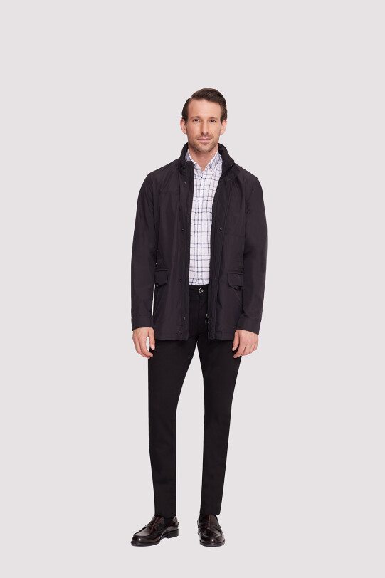 Erkek Siyah Regular Fit Yazlık Spor Kapüşonlu Mont