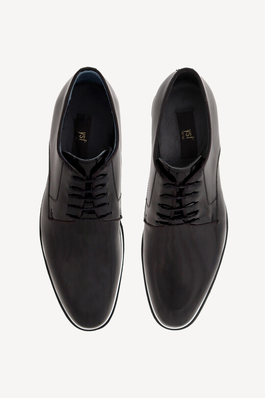 Erkek Siyah Rugan Bağcıklı Casual Rugan Ayakkabı