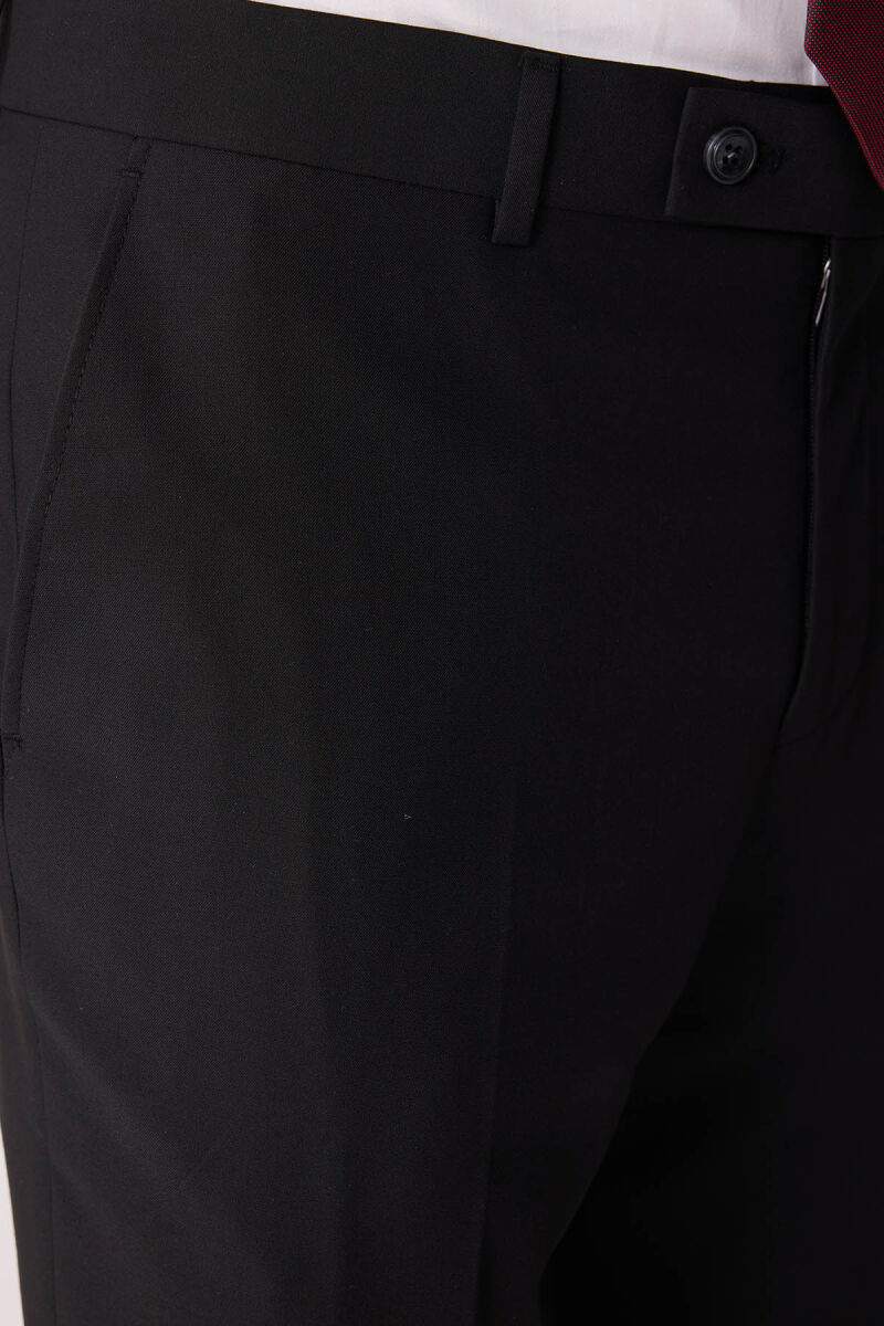 Erkek Siyah Slim Fit %100 Yün Takım Elbise - 10