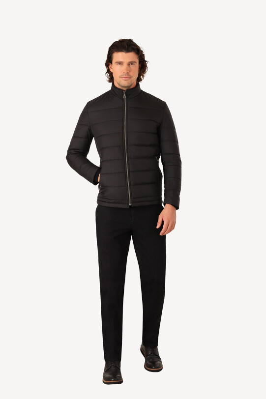Erkek Siyah Slim Fit Kaban