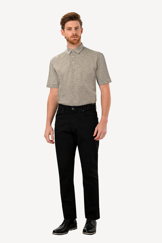 Erkek Siyah Slim Fit Kanvas Pantolon