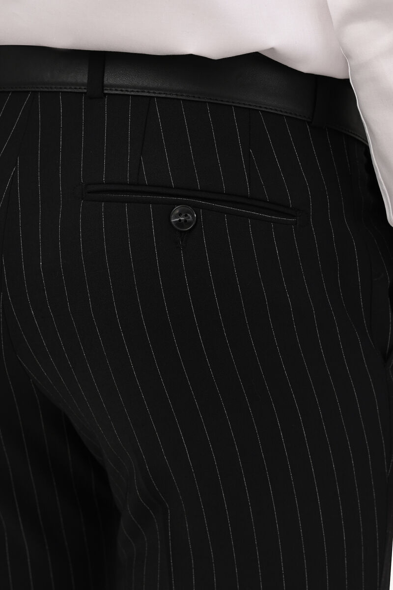 Erkek Siyah Slim Fit Sivri Yaka Takım Elbise - 5