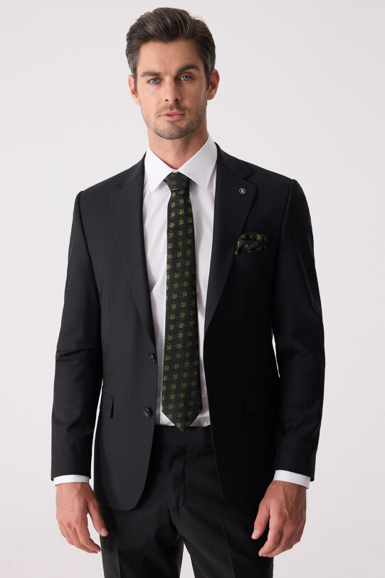 Erkek Siyah Slim Fit Takım Elbise