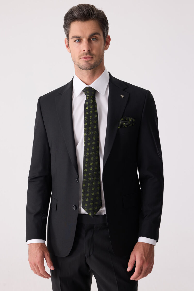Erkek Siyah Slim Fit Takım Elbise - 1