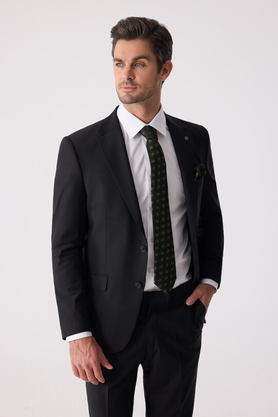 Erkek Siyah Slim Fit Takım Elbise