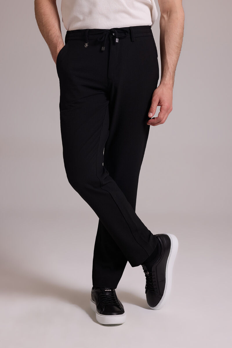 Erkek Siyah Slim Fit Yan Cepli Jogger Pantolon - 2
