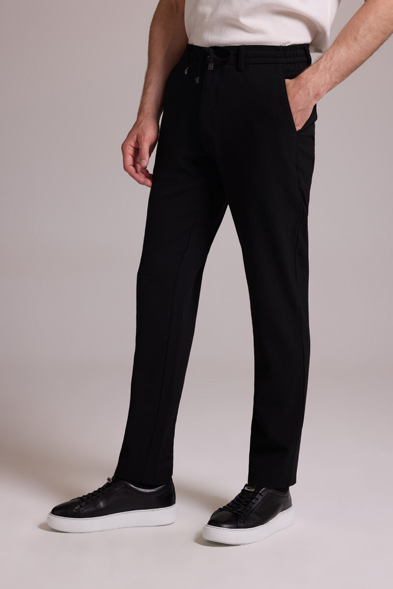 Erkek Siyah Slim Fit Yan Cepli Jogger Pantolon - 5