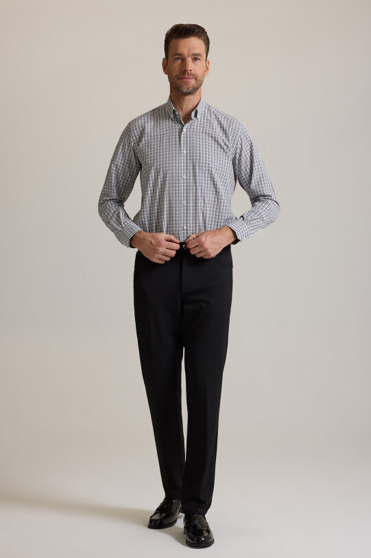 Erkek Siyah Slim Fit Yan Cepli Kanvas Pantolon