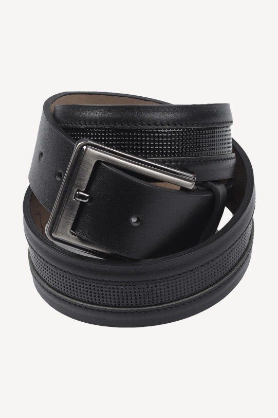 Erkek Siyah Spor Deri Kemer