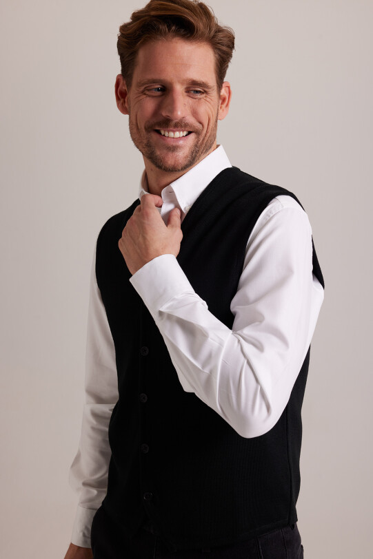 Erkek Siyah Triko Yelek