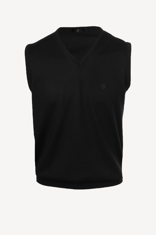 Erkek Siyah V yaka Klasik Triko Süveter