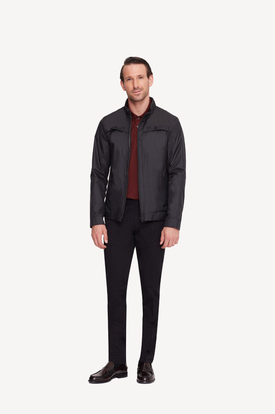 Erkek Siyah Yazlık Spor Mont Kapüşonlu