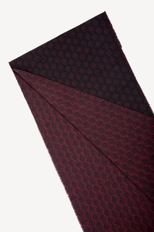 Erkek Kırmızı Siyah Yünlü Desenli Kaşkol - YSF (1)