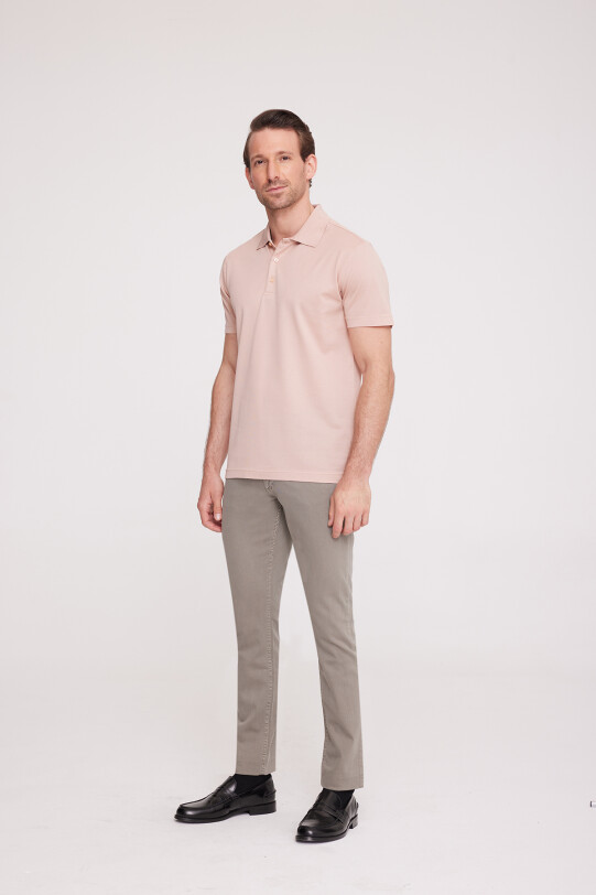 Erkek Somon Polo Yaka Desenli T-Shirt