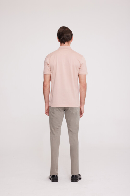 Erkek Somon Polo Yaka Desenli T-Shirt