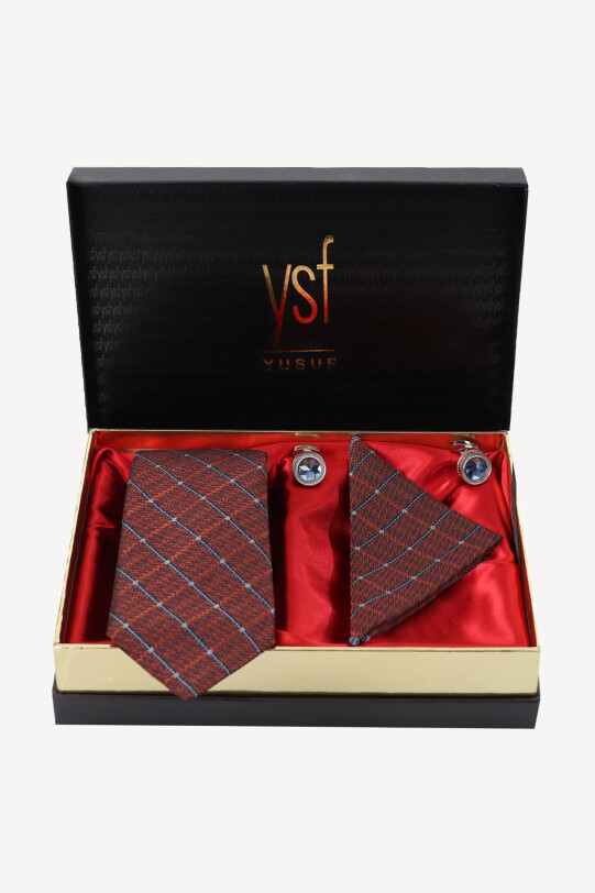 Erkek Taba Kravat Mendil Kol Düğmesi Set - YSF